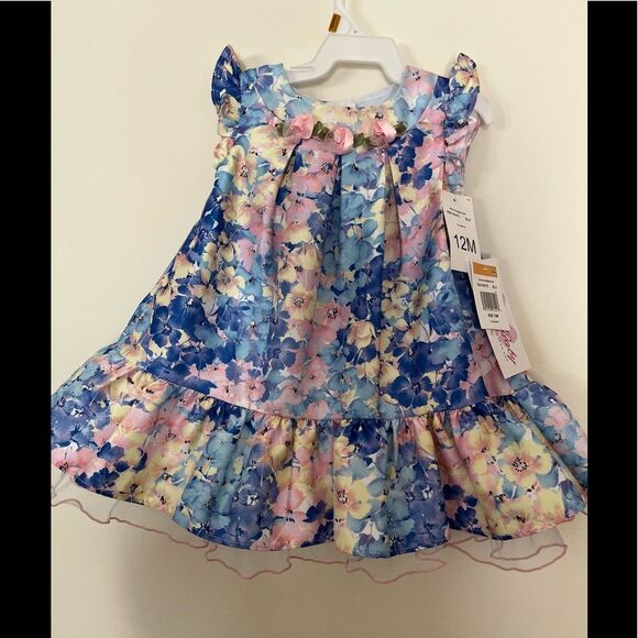 Bonnie Baby pastel blue, pink, gauze lining 2 pc dress set, brand new, - Picture 3 of 12